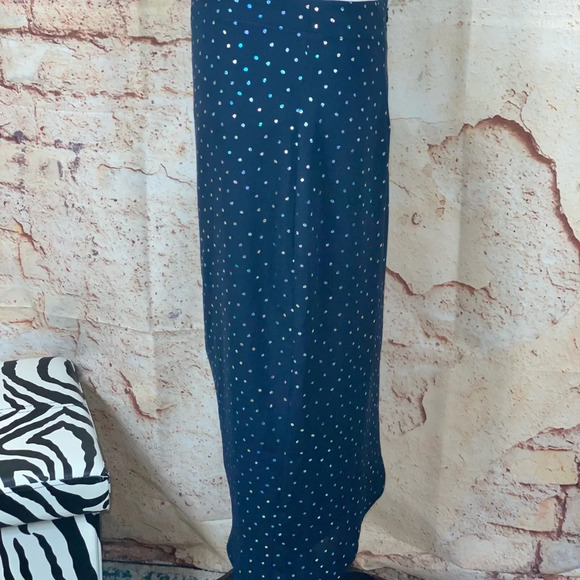 BCBGeneration NWT Navy Polka Dot Asymmetrical Skirt - Picture 10 of 12